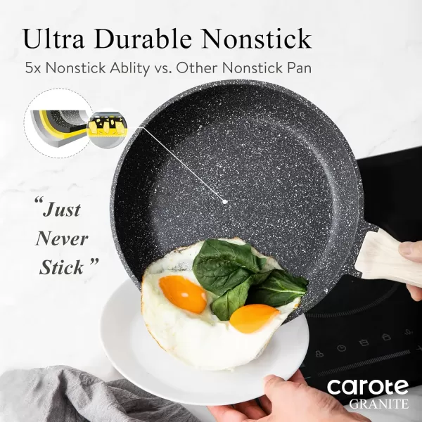 imageCAROTE 11 Piece Pots and Pans Ceramic Cookware Non Stick Health Induction Cookware Kitchen Cooking Set with Saucepan Set PFAS FreeBlack