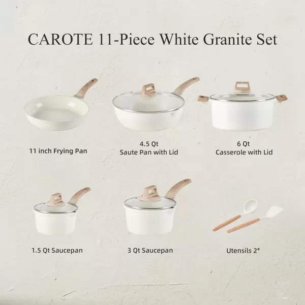 imageCAROTE 11 Piece Pots and Pans Ceramic Cookware Non Stick Health Induction Cookware Kitchen Cooking Set with Saucepan Set PFAS FreeCeramic