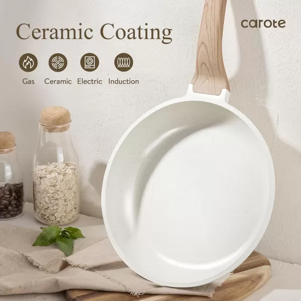 imageCAROTE 11 Piece Pots and Pans Ceramic Cookware Non Stick Health Induction Cookware Kitchen Cooking Set with Saucepan Set PFAS FreeCeramic