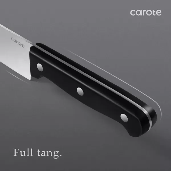 imageCAROTE 12PCS Knife Set Stainless Steel Kitchen Knife Set with Drawer Store Kinife Organizer Cutlery Knife Set with Block Dishwasher Safe White Include KnivesBlack