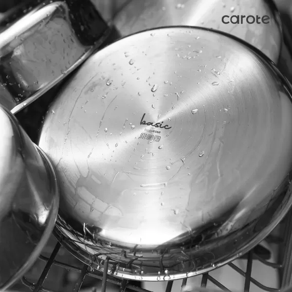 imageCAROTE 14pcs Pots and Pans Set Stainless Steel Cookware Set Detachable Handle Induction Kitchen Cookware Sets with Removable Handle RV Cookware Set Oven Safe Camping Cookware BlackStainless Steel Black