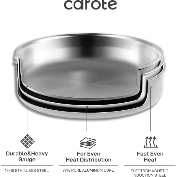 imageCAROTE 14pcs Pots and Pans Set Stainless Steel Cookware Set Detachable Handle Induction Kitchen Cookware Sets with Removable Handle RV Cookware Set Oven Safe Camping Cookware BlackStainless Steel