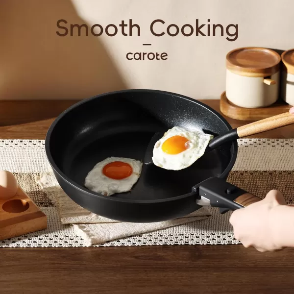 imageCAROTE 17pcs Pots and Pans Set Nonstick Cookware Set Detachable Handle Induction Kitchen Cookware Sets Non Stick with Removable Handle RV Cookware Set Oven Safe Jet BlackJet Black