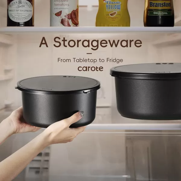 imageCAROTE 17pcs Pots and Pans Set Nonstick Cookware Set Detachable Handle Induction Kitchen Cookware Sets Non Stick with Removable Handle RV Cookware Set Oven Safe Jet BlackJet Black
