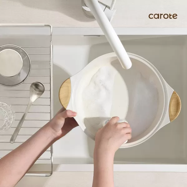 imageCAROTE 21Pcs Pots and Pans Set Nonstick Cookware Sets White Granite Induction Cookware Non Stick Cooking Set wFrying Pans ampamp SaucepansPFOS PFOA FreeCream White