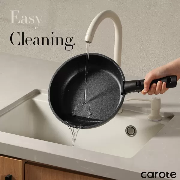 imageCAROTE 25pcs Detachable Handle Pots and Pans Set Nonstick Cookware Set Removable Handle Pots and Pans Non Stick RV Oven Safe Cookware Induction Kitchen Set Cream WhiteJet Black