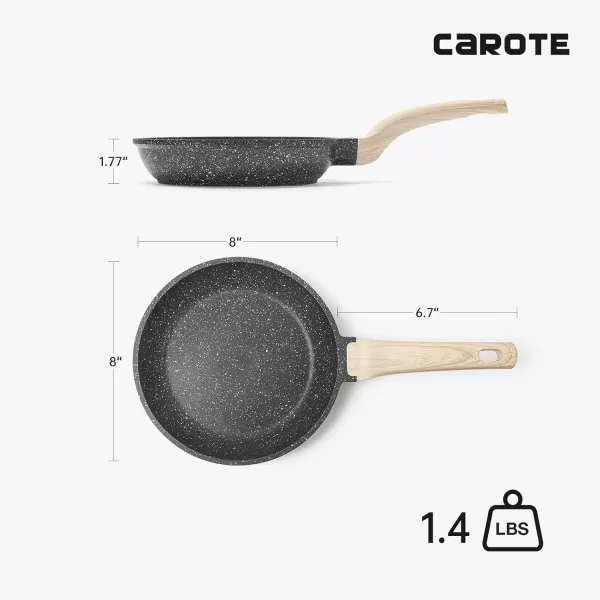 imageCAROTE 8 Inch Nonstick Skillet Frying Pan with LidWhite Granite Non Stick Omelet PansFry Pan Egg Pan Stone Cookware Chefs Pan PFOS ampamp PFOA FreeBeige