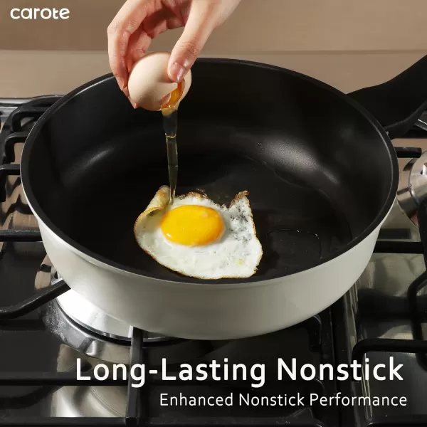 imageCAROTE 8 Inch Nonstick Skillet Frying Pan with LidWhite Granite Non Stick Omelet PansFry Pan Egg Pan Stone Cookware Chefs Pan PFOS ampamp PFOA FreeBlack and Green
