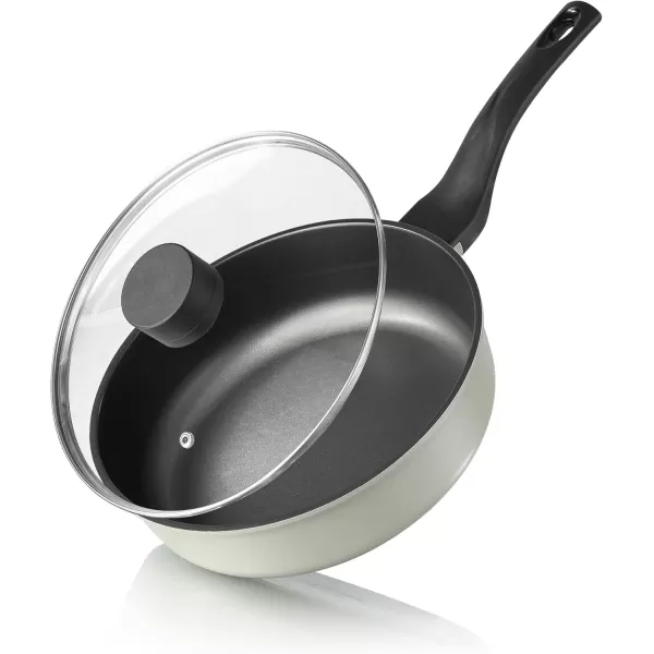 imageCAROTE 8 Inch Nonstick Skillet Frying Pan with LidWhite Granite Non Stick Omelet PansFry Pan Egg Pan Stone Cookware Chefs Pan PFOS ampamp PFOA FreeBlack and Green