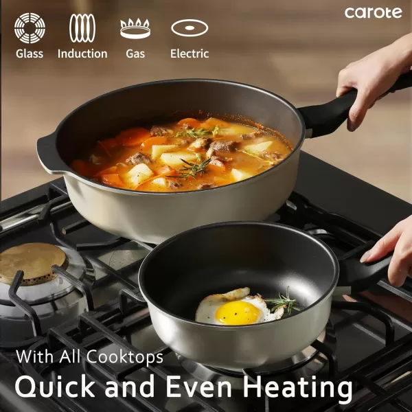 imageCAROTE 8 Inch Nonstick Skillet Frying Pan with LidWhite Granite Non Stick Omelet PansFry Pan Egg Pan Stone Cookware Chefs Pan PFOS ampamp PFOA FreeBlack and Green