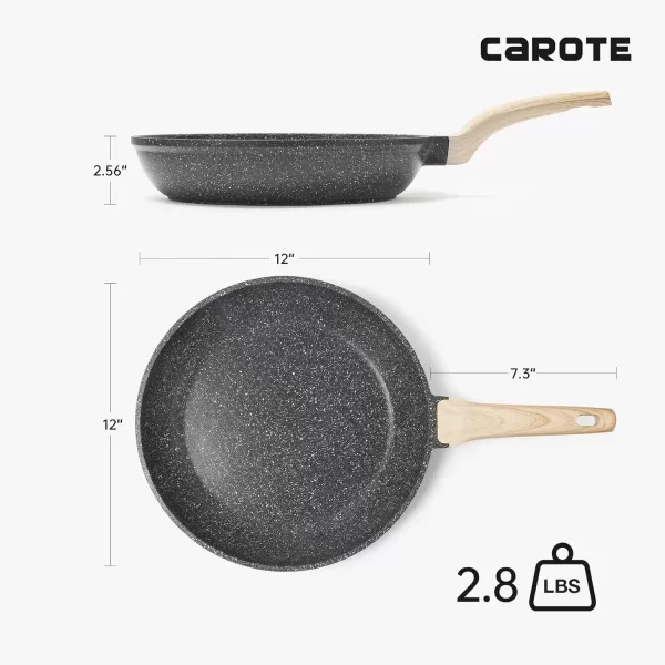imageCAROTE 8 Inch Nonstick Skillet Frying Pan with LidWhite Granite Non Stick Omelet PansFry Pan Egg Pan Stone Cookware Chefs Pan PFOS ampamp PFOA FreeBlack