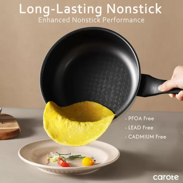 imageCAROTE 8 Inch Nonstick Skillet Frying Pan with LidWhite Granite Non Stick Omelet PansFry Pan Egg Pan Stone Cookware Chefs Pan PFOS ampamp PFOA FreeBlack and Green