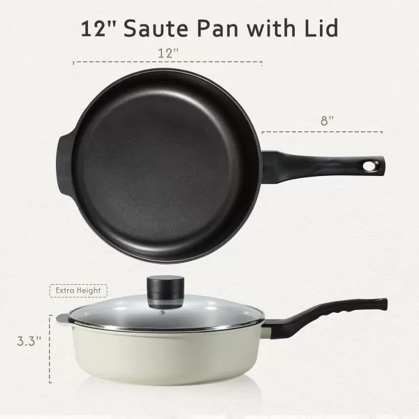 imageCAROTE 8 Inch Nonstick Skillet Frying Pan with LidWhite Granite Non Stick Omelet PansFry Pan Egg Pan Stone Cookware Chefs Pan PFOS ampamp PFOA FreeBlack and Green