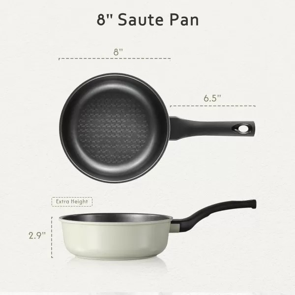 imageCAROTE 8 Inch Nonstick Skillet Frying Pan with LidWhite Granite Non Stick Omelet PansFry Pan Egg Pan Stone Cookware Chefs Pan PFOS ampamp PFOA FreeBlack and Green
