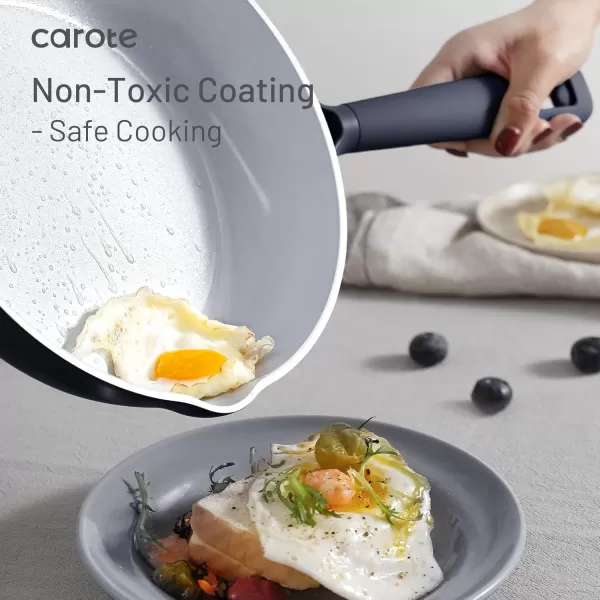 imageCAROTE Ceramic Cookware Set 12 Piece Healthy ampamp PFOAPFAS Free Nonstick Pots and Pans Set InductionCompatible Navy BlueNavy Blue