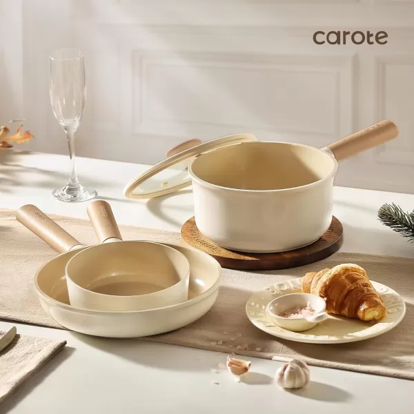 imageCAROTE Ceramic Pots and Pans Set 14pcs Cookware Set Nontoxic Healthy Non Stick Cooking Set with Frying Pans Set