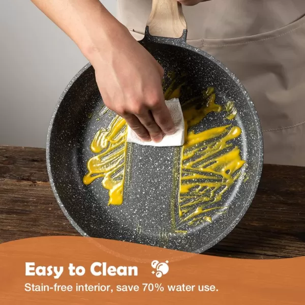 imageCAROTE Nonstick Frying Pan SkilletNon Stick Granite Fry Pan Egg Pan Omelet Pans Stone Cookware Chefs Pan PFOA FreeInduction CompatibleClassic Granite 8InchWhite Granite