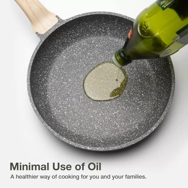 imageCAROTE Nonstick Frying Pan SkilletNon Stick Granite Fry Pan Egg Pan Omelet Pans Stone Cookware Chefs Pan PFOA FreeInduction CompatibleClassic Granite 8InchClassic Granite