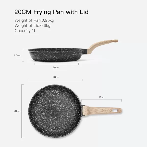imageCAROTE Nonstick Frying Pan SkilletNon Stick Granite Fry Pan Egg Pan Omelet Pans Stone Cookware Chefs Pan PFOA FreeInduction CompatibleClassic Granite 8InchClassic Granite