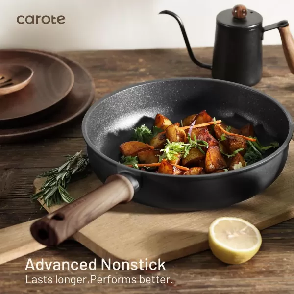 imageCAROTE Nonstick Pots and PansCookware Set 16pcs Kitchen Cooking Sets 16pcs Pots and Pans Set Non StickBlack