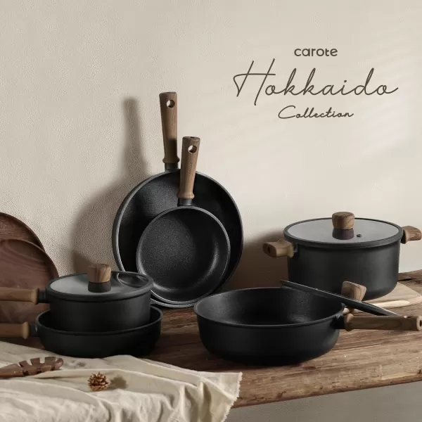 imageCAROTE Nonstick Pots and PansCookware Set 16pcs Kitchen Cooking Sets 16pcs Pots and Pans Set Non StickBlack