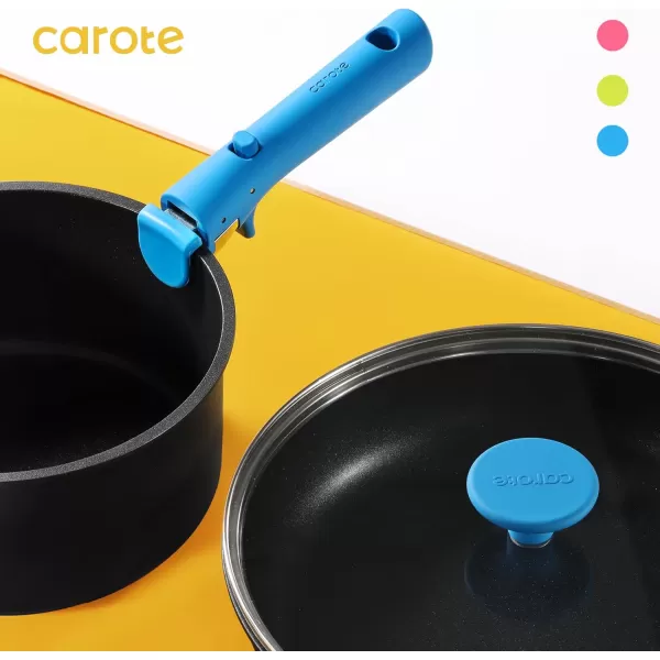 imageCAROTE Pots and Pans Set Non Stick Cookware Sets 11pcs Kitchen Set OvenFridge Safe Space Saving Pots Set Nonstick Set with Versatile RemovableDetachable Handle Induction RV Set Wave BlueBlue