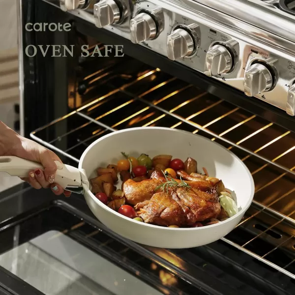 imageCAROTE Pots and Pans Set Non Stick Cookware Sets 11pcs Kitchen Set OvenFridge Safe Space Saving Pots Set Nonstick Set with Versatile RemovableDetachable Handle Induction RV Set Cream WhiteCream White