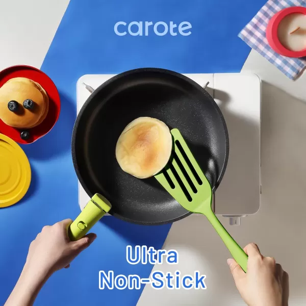 imageCAROTE Pots and Pans Set Non Stick Cookware Sets 11pcs Kitchen Set OvenFridge Safe Space Saving Pots Set Nonstick Set with Versatile RemovableDetachable Handle Induction RV Set Wave BlueGreen