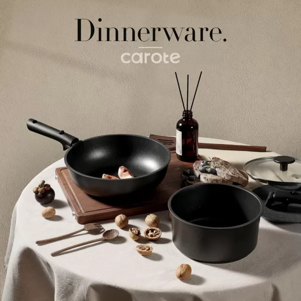 imageCAROTE Pots and Pans Set Non Stick Cookware Sets 11pcs Kitchen Set OvenFridge Safe Space Saving Pots Set Nonstick Set with Versatile RemovableDetachable Handle Induction RV Set Cream WhiteJet Black