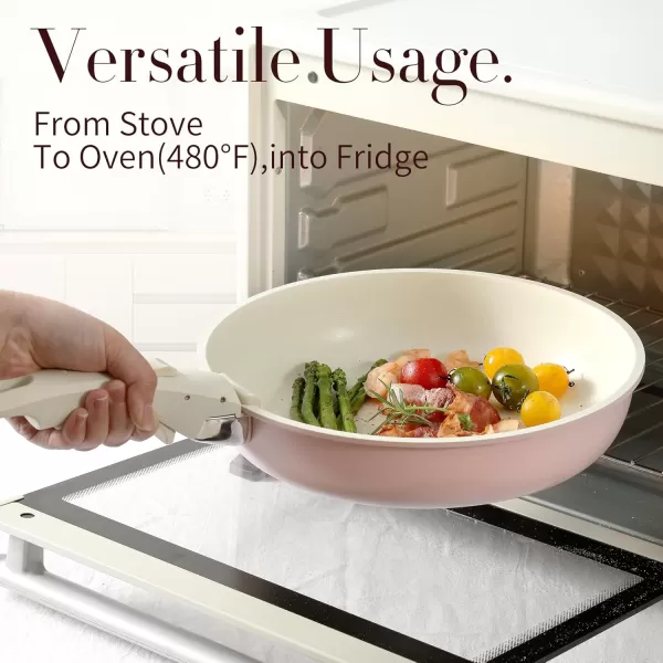 imageCAROTE Pots and Pans Set Non Stick Cookware Sets 11pcs Kitchen Set OvenFridge Safe Space Saving Pots Set Nonstick Set with Versatile RemovableDetachable Handle Induction RV Set Wave BluePink