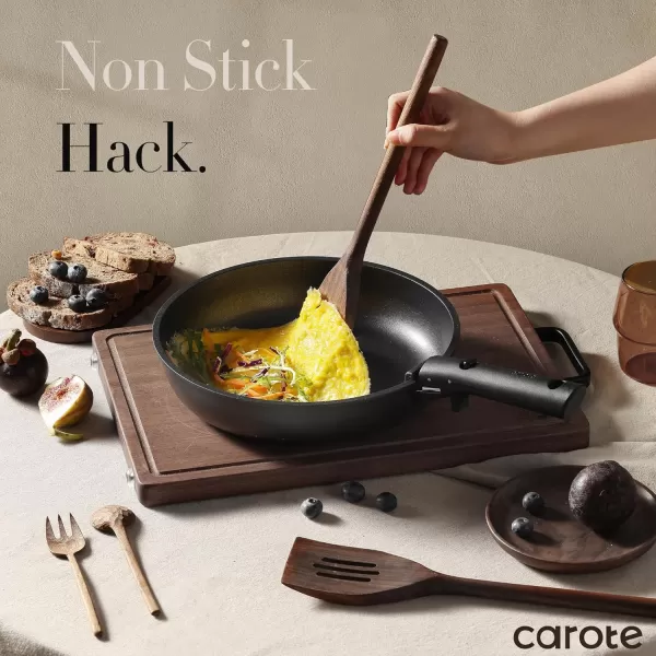 imageCAROTE Pots and Pans Set Non Stick Cookware Sets 11pcs Kitchen Set OvenFridge Safe Space Saving Pots Set Nonstick Set with Versatile RemovableDetachable Handle Induction RV Set Cream WhiteJet Black