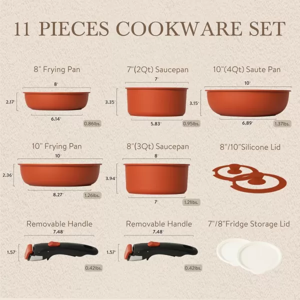 imageCAROTE Pots and Pans Set Non Stick Cookware Sets 11pcs Kitchen Set OvenFridge Safe Space Saving Pots Set Nonstick Set with Versatile RemovableDetachable Handle Induction RV Set Wave BlueRed