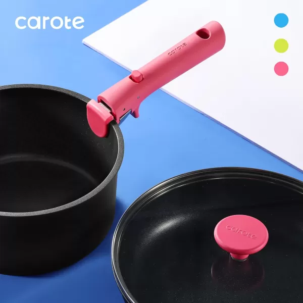 imageCAROTE Pots and Pans Set Non Stick Cookware Sets 11pcs Kitchen Set OvenFridge Safe Space Saving Pots Set Nonstick Set with Versatile RemovableDetachable Handle Induction RV Set Wave BluePink