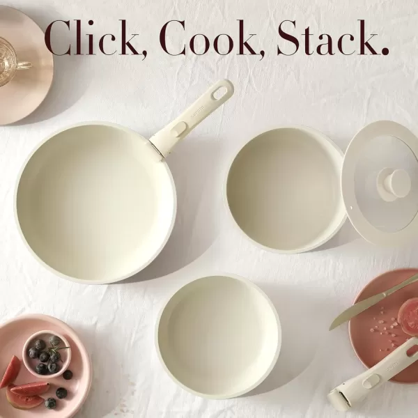 imageCAROTE Pots and Pans Set Non Stick Cookware Sets 11pcs Kitchen Set OvenFridge Safe Space Saving Pots Set Nonstick Set with Versatile RemovableDetachable Handle Induction RV Set Wave BluePink