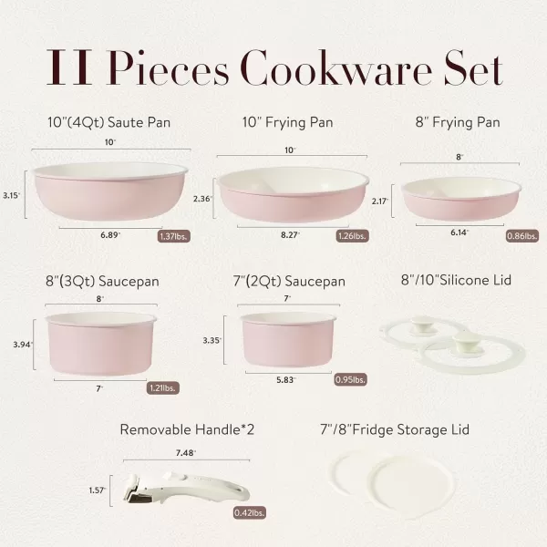 imageCAROTE Pots and Pans Set Non Stick Cookware Sets 11pcs Kitchen Set OvenFridge Safe Space Saving Pots Set Nonstick Set with Versatile RemovableDetachable Handle Induction RV Set Wave BluePink