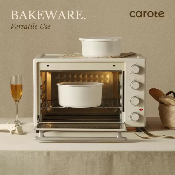 imageCAROTE Pots and Pans Set Non Stick Cookware Sets 11pcs Kitchen Set OvenFridge Safe Space Saving Pots Set Nonstick Set with Versatile RemovableDetachable Handle Induction RV Set Cream WhiteWooden
