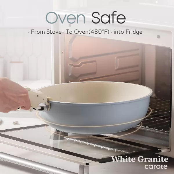 imageCAROTE Pots and Pans Set Non Stick Cookware Sets 11pcs Kitchen Set OvenFridge Safe Space Saving Pots Set Nonstick Set with Versatile RemovableDetachable Handle Induction RV Set Wave BlueBlue
