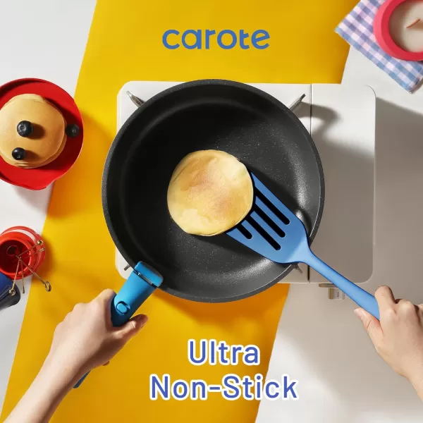 imageCAROTE Pots and Pans Set Non Stick Cookware Sets 11pcs Kitchen Set OvenFridge Safe Space Saving Pots Set Nonstick Set with Versatile RemovableDetachable Handle Induction RV Set Wave BlueBlue