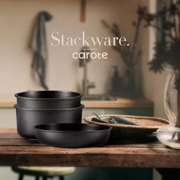 imageCAROTE Pots and Pans Set Non Stick Cookware Sets 11pcs Kitchen Set OvenFridge Safe Space Saving Pots Set Nonstick Set with Versatile RemovableDetachable Handle Induction RV Set Cream WhiteJet Black