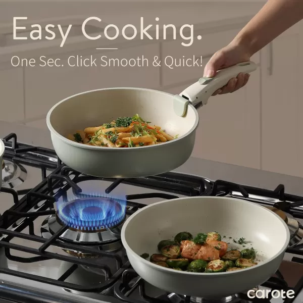 imageCAROTE Pots and Pans Set Non Stick Cookware Sets 11pcs Kitchen Set OvenFridge Safe Space Saving Pots Set Nonstick Set with Versatile RemovableDetachable Handle Induction RV Set Wave BlueGreen