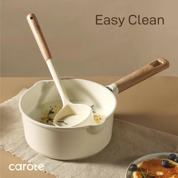 imageCAROTE Silicon Cooking Utensils Set for Kitchen446F Heat Resistant 10 pcs NonStick Cooking Set with Wooden Handle Spatula Turner Spoon Tongs WhiskLarge