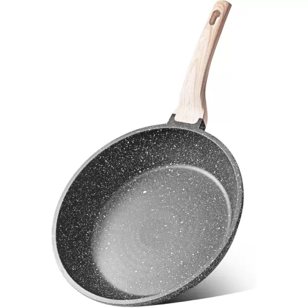 imageCAROTE Nonstick Frying Pan SkilletNon Stick Granite Fry Pan Egg Pan Omelet Pans Stone Cookware Chefs Pan PFOA FreeInduction CompatibleClassic Granite 8InchBlack