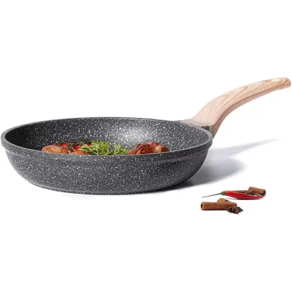 imageCAROTE Nonstick Frying Pan SkilletNon Stick Granite Fry Pan Egg Pan Omelet Pans Stone Cookware Chefs Pan PFOA FreeInduction CompatibleClassic Granite 8InchWhite Granite