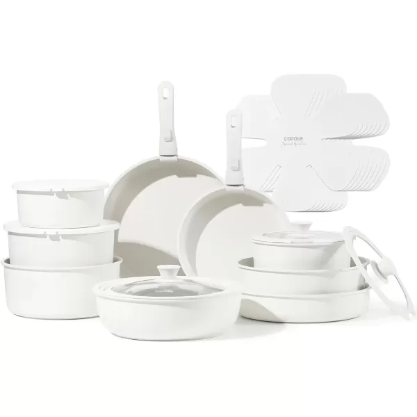 imageCAROTE 24pcs Detachable Handle Pots and Pan Set Nonstick Induction Cookware Removable Handle Kitchen Cookware Set RV Oven Safe Cookware Kitchen Cookware Set Non Stick Cream White