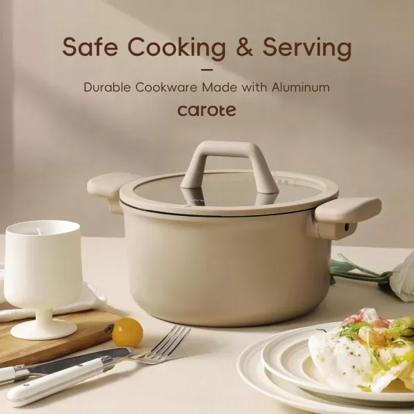 imageCAROTE 19pcs Nonstick Cookware Sets Pots and Pans Set Non StickRosy Brown Kitchen Cooking SetPremium Induction Cookware Frying pan Large Capacity Granite PurpleBrown