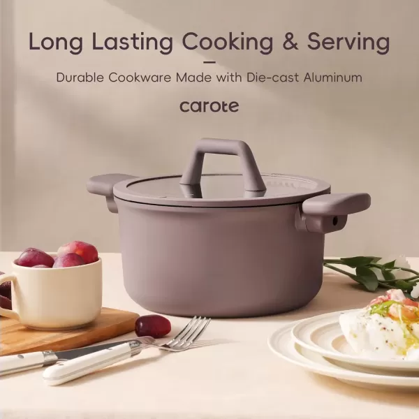 imageCAROTE 19pcs Nonstick Cookware Sets Pots and Pans Set Non StickRosy Brown Kitchen Cooking SetPremium Induction Cookware Frying pan Large Capacity Granite PurpleRosy Brown