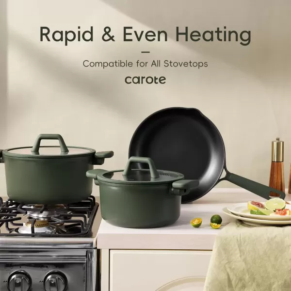 imageCAROTE 19pcs Nonstick Cookware Sets Pots and Pans Set Non StickRosy Brown Kitchen Cooking SetPremium Induction Cookware Frying pan Large Capacity Granite PurpleGreen