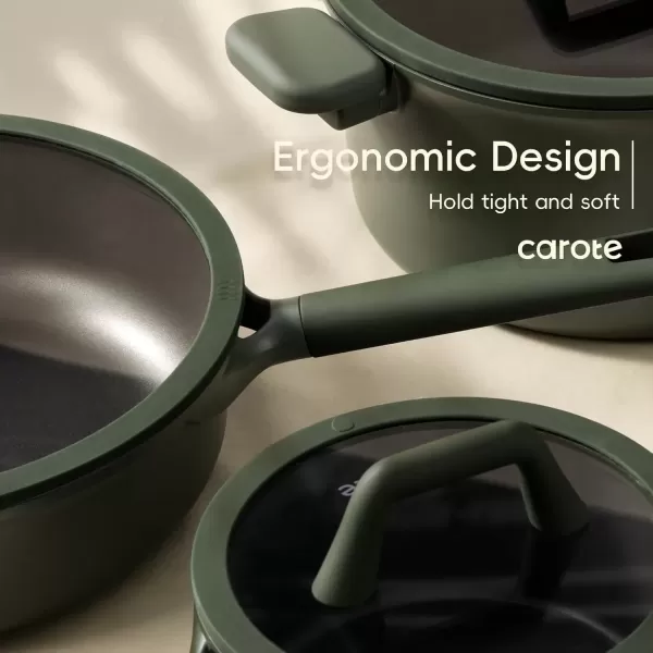 imageCAROTE 19pcs Nonstick Cookware Sets Pots and Pans Set Non StickRosy Brown Kitchen Cooking SetPremium Induction Cookware Frying pan Large Capacity Granite PurpleGreen