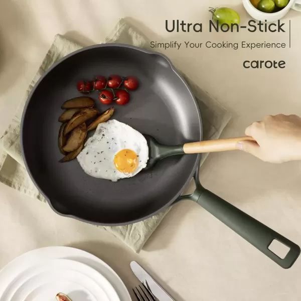 imageCAROTE 19pcs Nonstick Cookware Sets Pots and Pans Set Non StickRosy Brown Kitchen Cooking SetPremium Induction Cookware Frying pan Large Capacity Granite PurpleGreen
