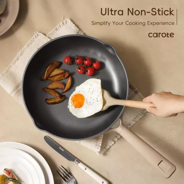 imageCAROTE 19pcs Nonstick Cookware Sets Pots and Pans Set Non StickRosy Brown Kitchen Cooking SetPremium Induction Cookware Frying pan Large Capacity Granite PurpleBrown
